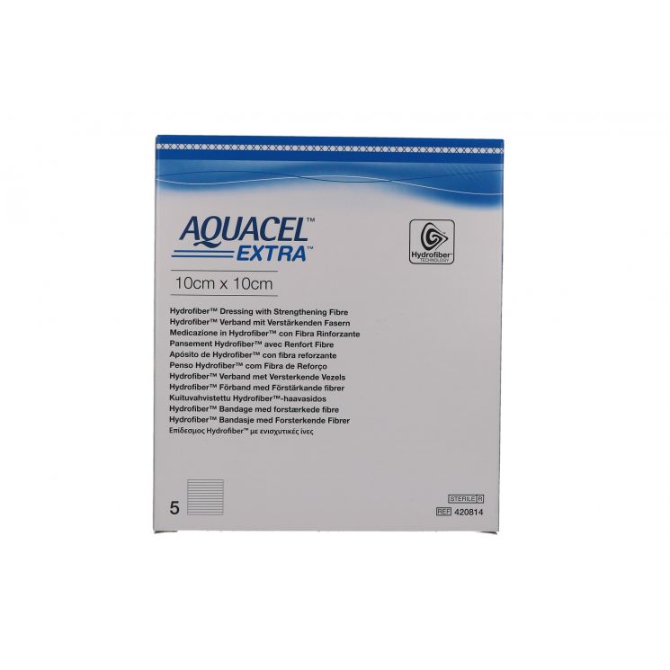 Aquacel Extra Medicazione in Hydrofiber con Fibra Rinforzante 10cm x 10cm 5 Pezzi